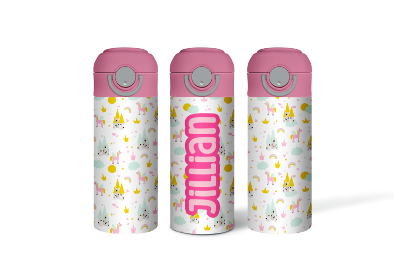 Castles and Unicorns Personalized Stainless Steel Water Bottle